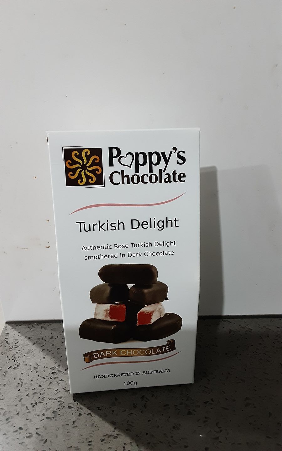 Customer photo review of Chocolate Coated Turkish Delight Dark Chocolate 100g