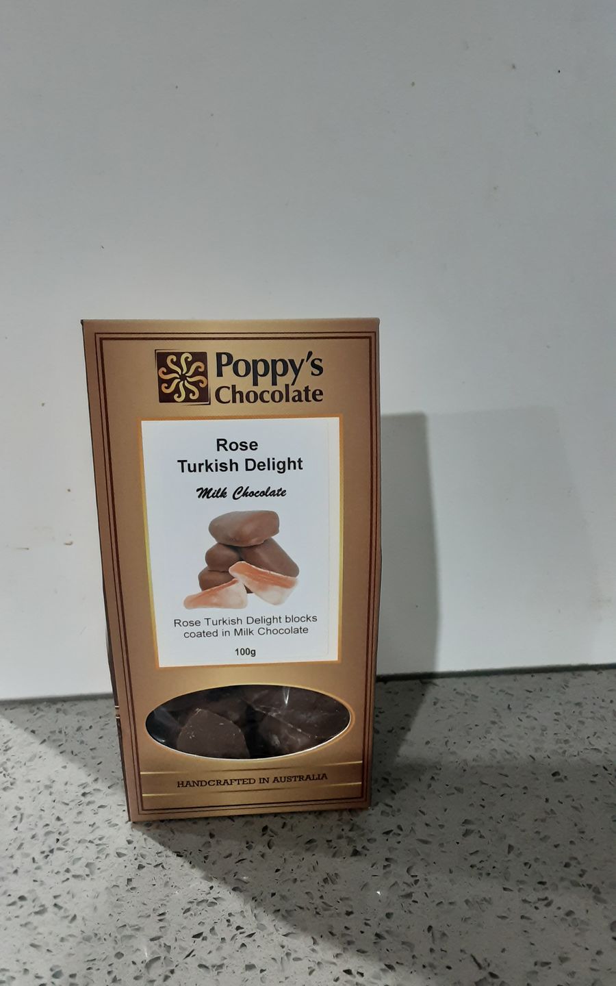 Customer photo review of Chocolate Coated Rose Flavoured Turkish Delight Milk Chocolate 100g