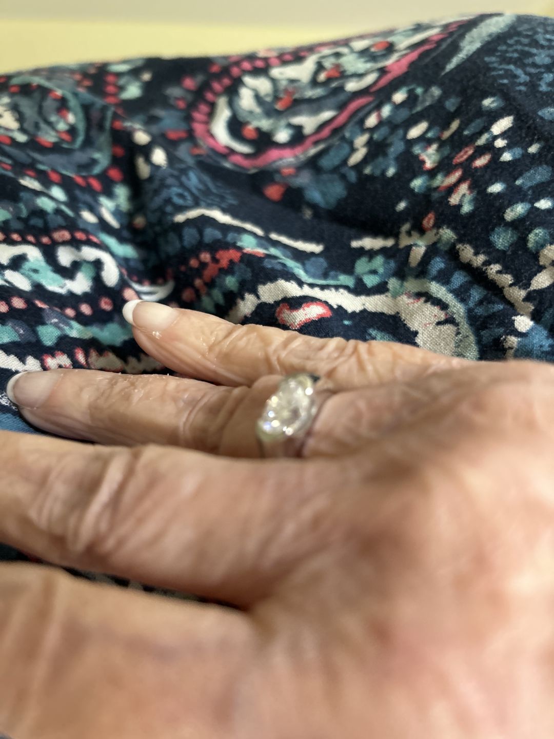 Customer photo review of Solitaire Oval Moissanite Half Bezel Set Engagement Ring