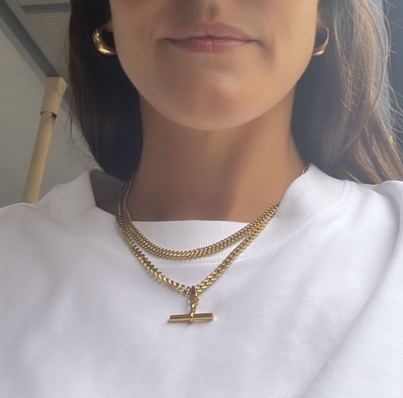 Customer photo review of The Piha T-Bar Necklace