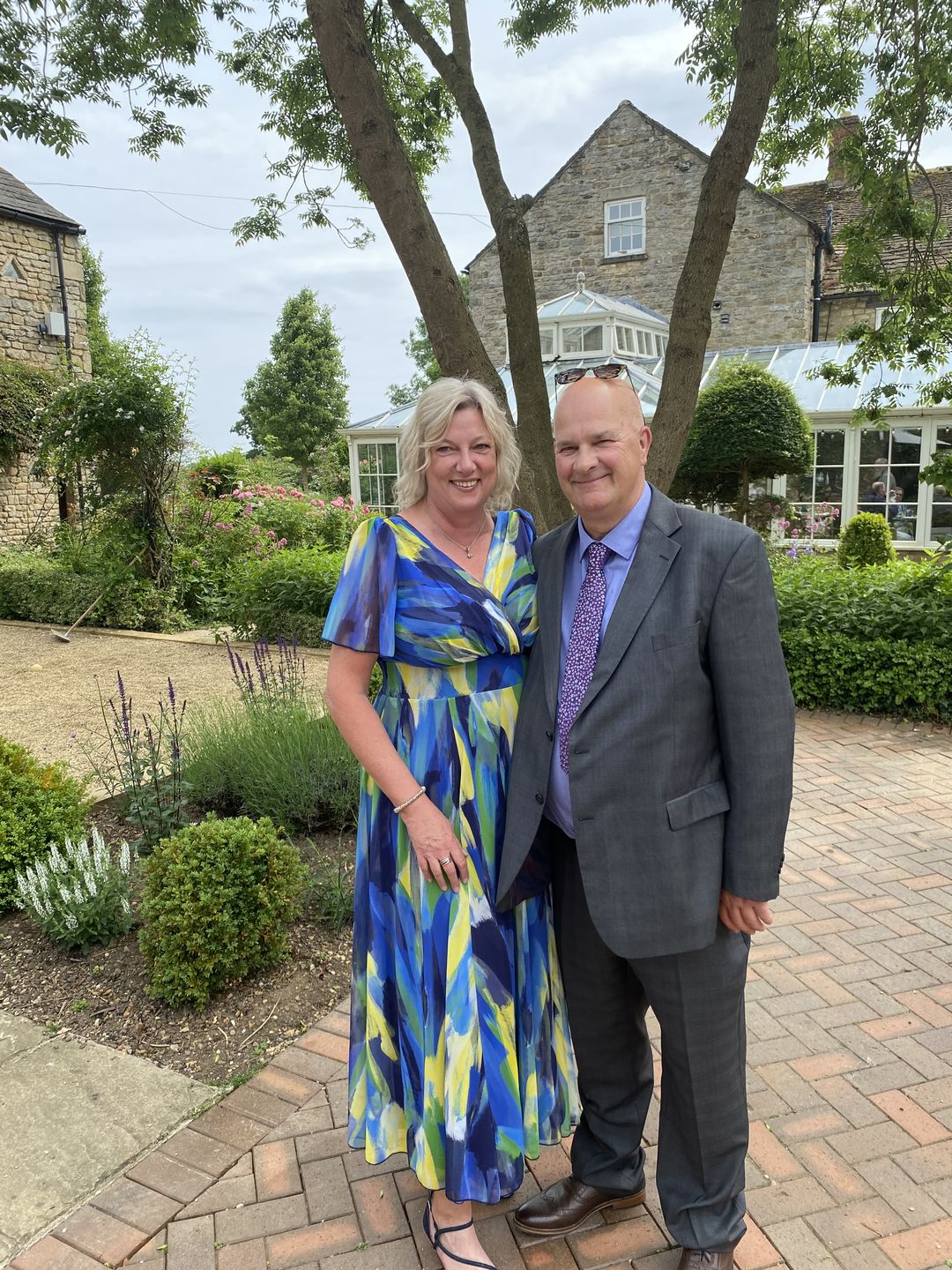 Customer photo review of Isabelle Blue Yellow Float Sleeve Maxi Dress