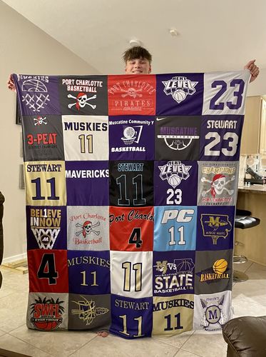 T-shirt quilt featuring port charlotte mavericks, mascotte mavericks by Brenda from FL