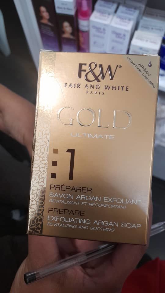 Customer photo review of Fair and White 1: Gold Argan Oil Exfoliating Soap 200g / 7oz