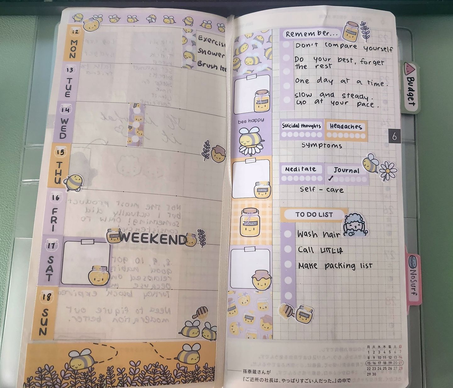 Customer photo review of Honey Lavender Theme Hobonichi Weeks kit