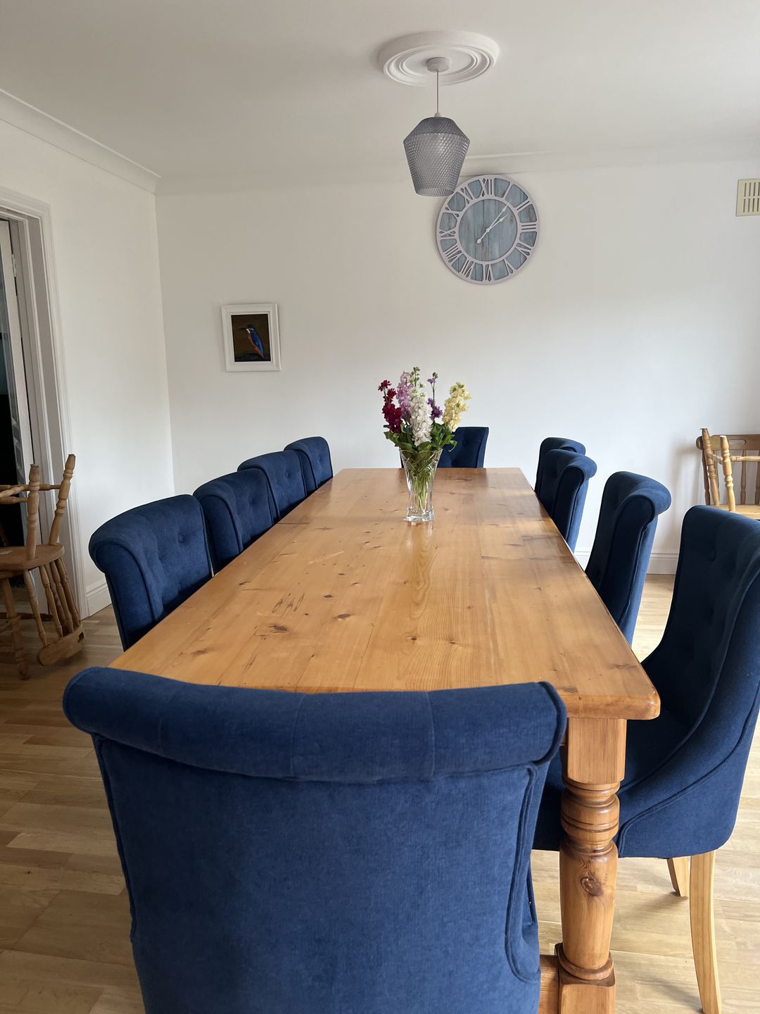 Customer photo review of Kingston Chenille Blue Dining Chair
