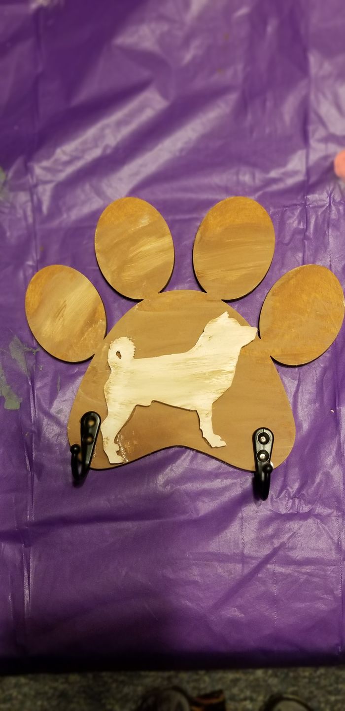 Customer photo review of Unfinished Wood Paw Print Shape - Pet Craft - up to 36"