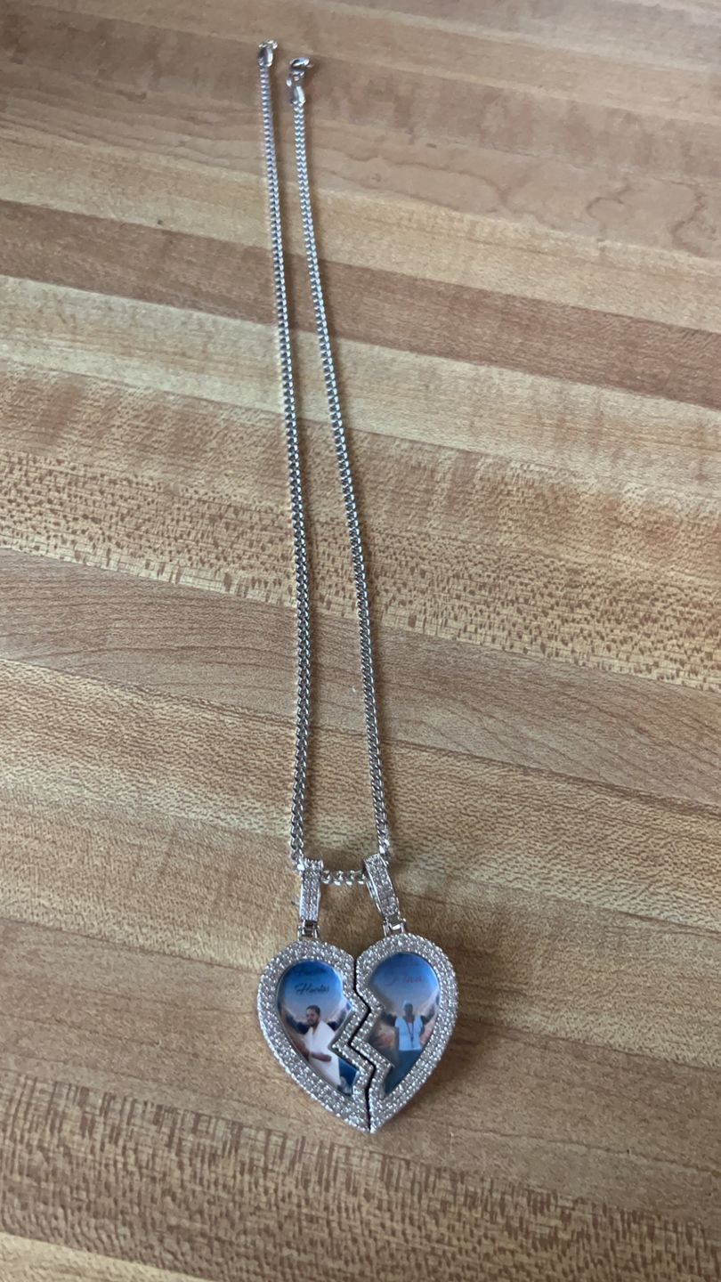 Customer photo review of Split heart Custom picture necklace