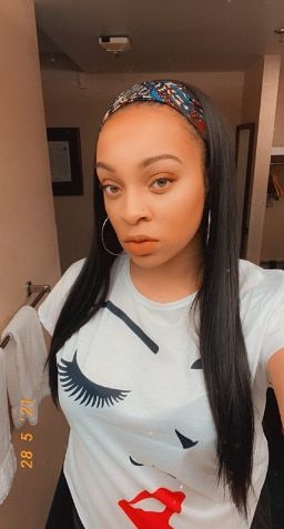 Customer photo review of MORE FACE Straight Headband Wig Human Hair Glueless Wig Full Machine Made Wigs