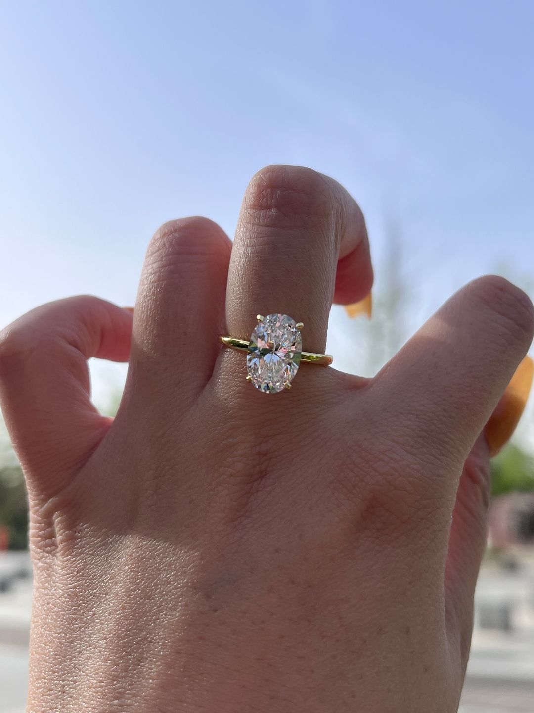 Customer photo review of S925 3.5 Carat Oval Cut Hidden Halo Engagement Ring In Sterling Silver Daily Wearable Ring