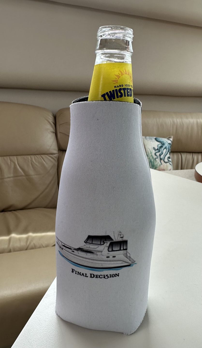 Customer photo review of Custom Boat Bottle Koozie