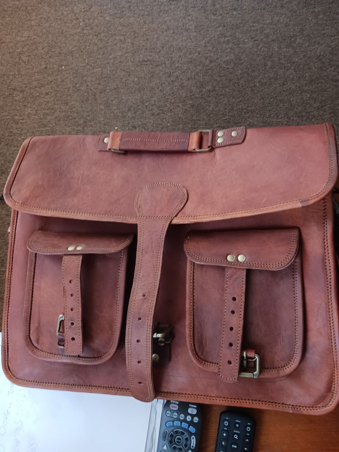 Customer photo review of Top Grain Leather Briefcase Bag