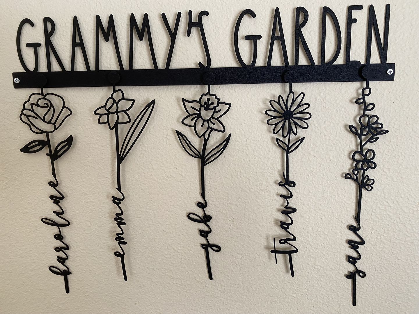 Customer photo review of Birth Month Flowers - 3 pack - Family Name Sign Mother's Day Gift