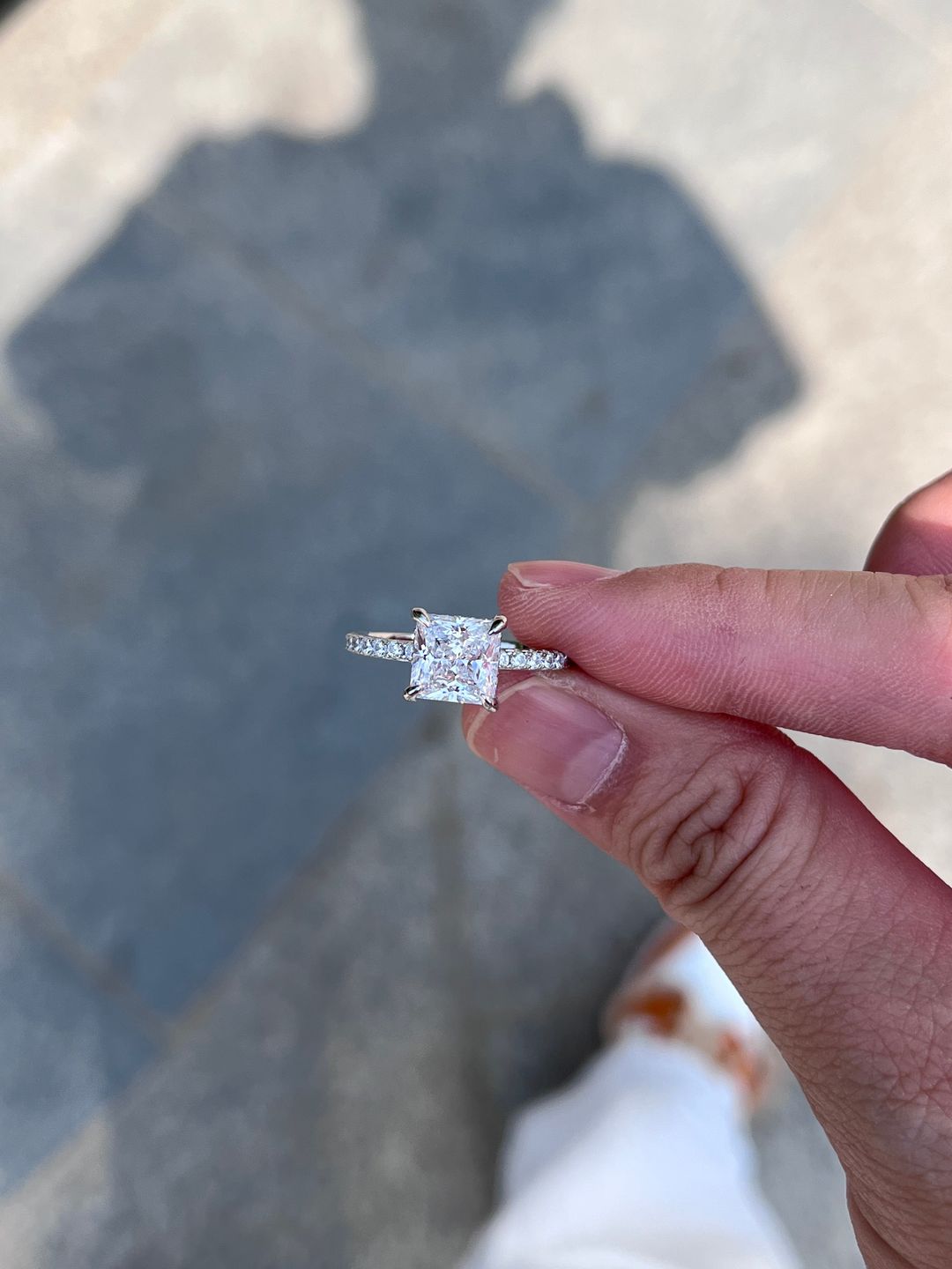 Customer photo review of S925 2 Ct Princess Cut Sparkle Square Engagement Ring For Women Everyday Wear In Sterling Silver
