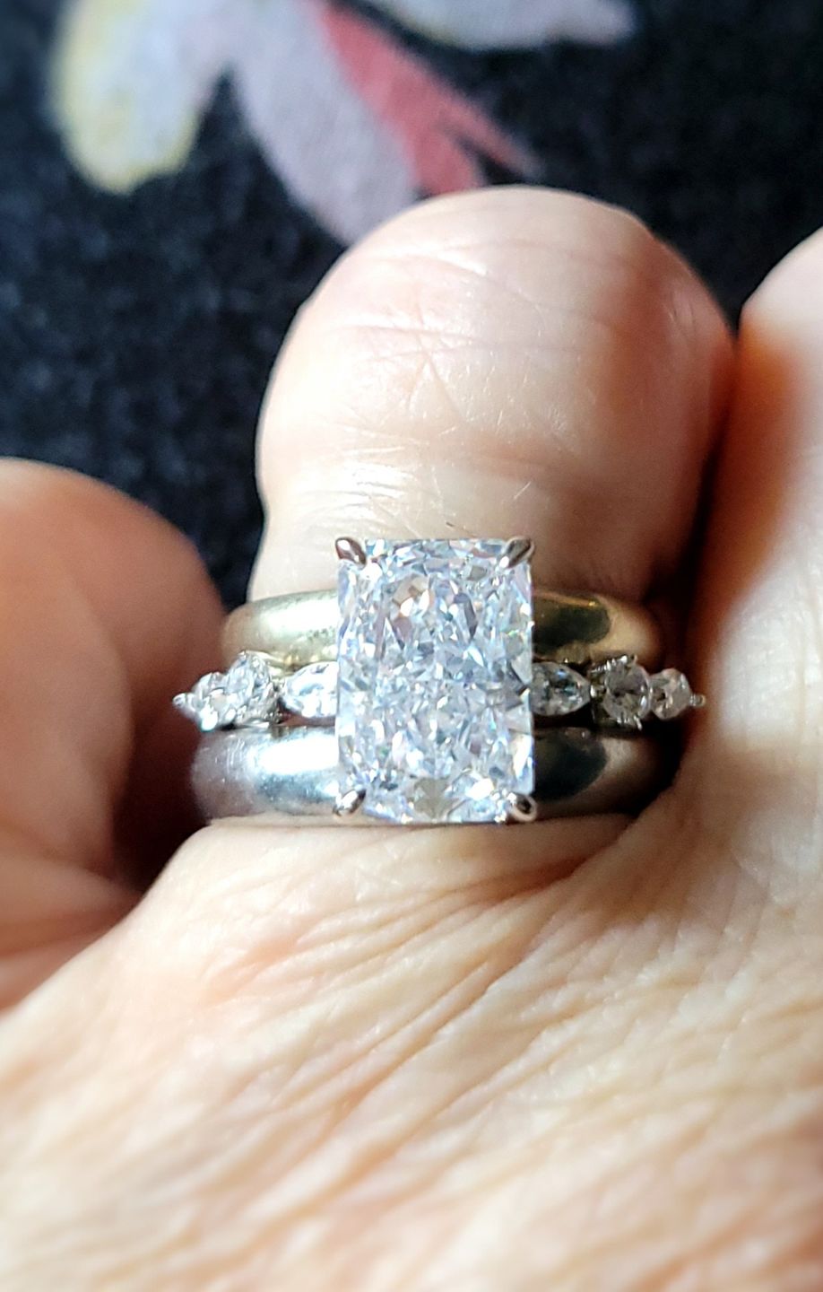 Customer photo review of S925 Sparkle 3.5Ct Radiant Cut Engagement Ring For Women In Sterling Silver