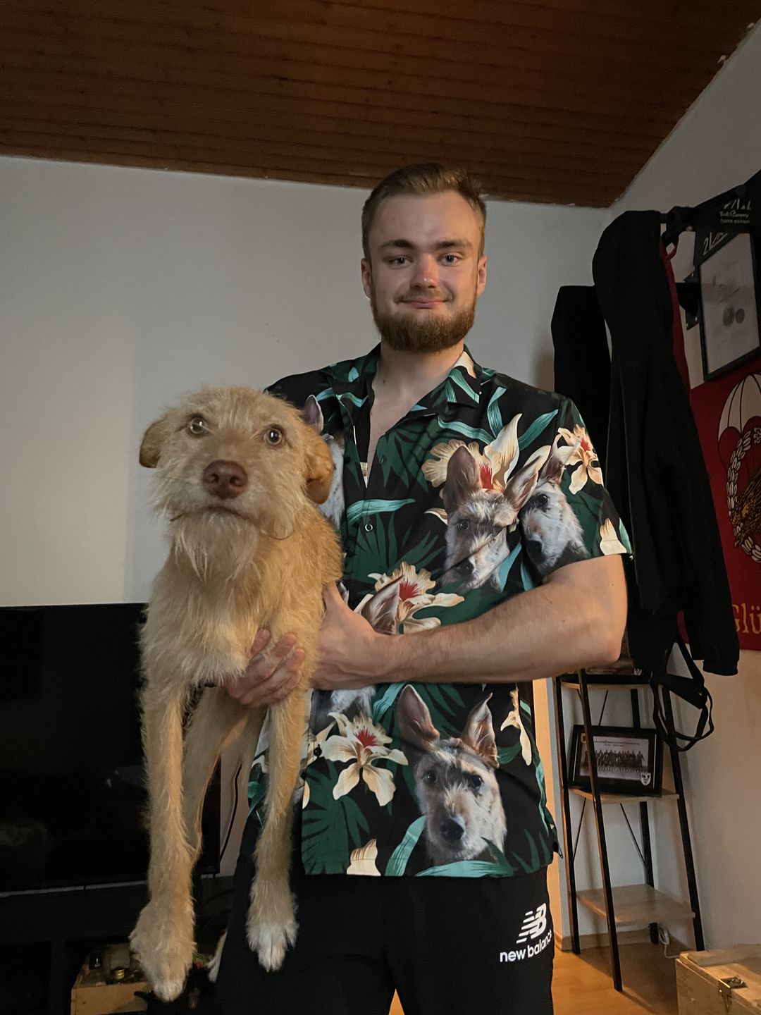 Customer photo review of Custom Hawaiian Shirt For Dog Lovers | Personalized Puppy Lovers Gift | Leaves & Flowers Pattern Dark Green Color Aloha Shirt