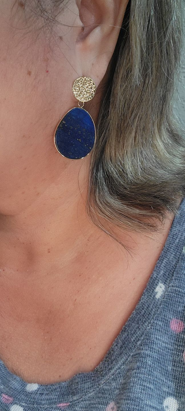 Customer photo review of Lapis Lazuli Protection Drop Earrings