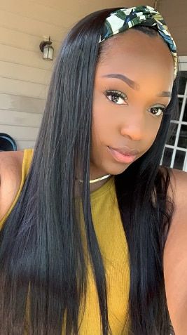 Customer photo review of MORE FACE Straight Headband Wig Human Hair Glueless Wig Full Machine Made Wigs