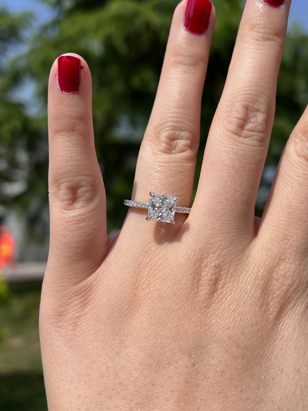 Customer photo review of S925 2 Ct Princess Cut Sparkle Square Engagement Ring For Women Everyday Wear In Sterling Silver