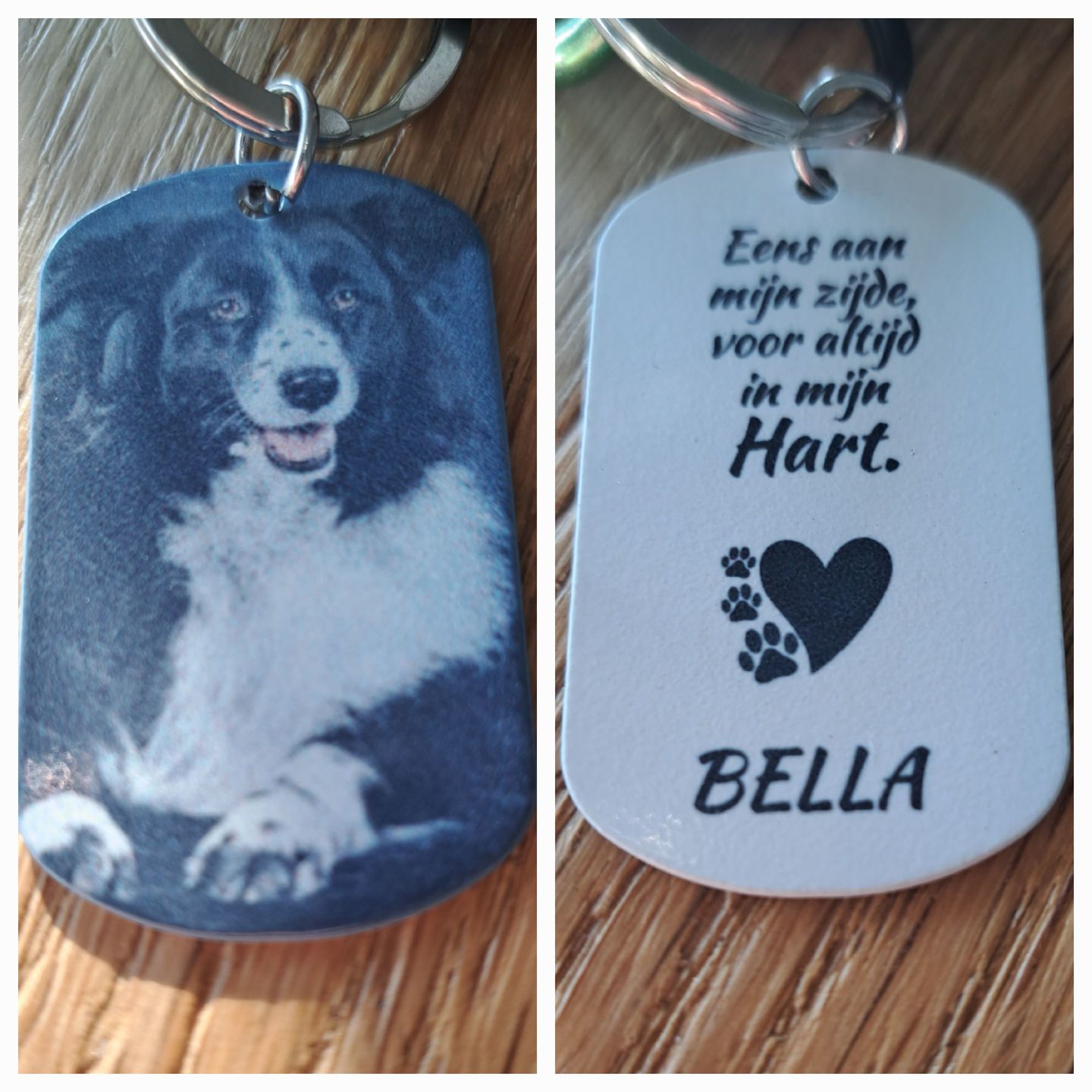 Customer photo review of Voor altijd in mijn hart  - Gepersonaliseerde Dog Tag Sleutelhanger