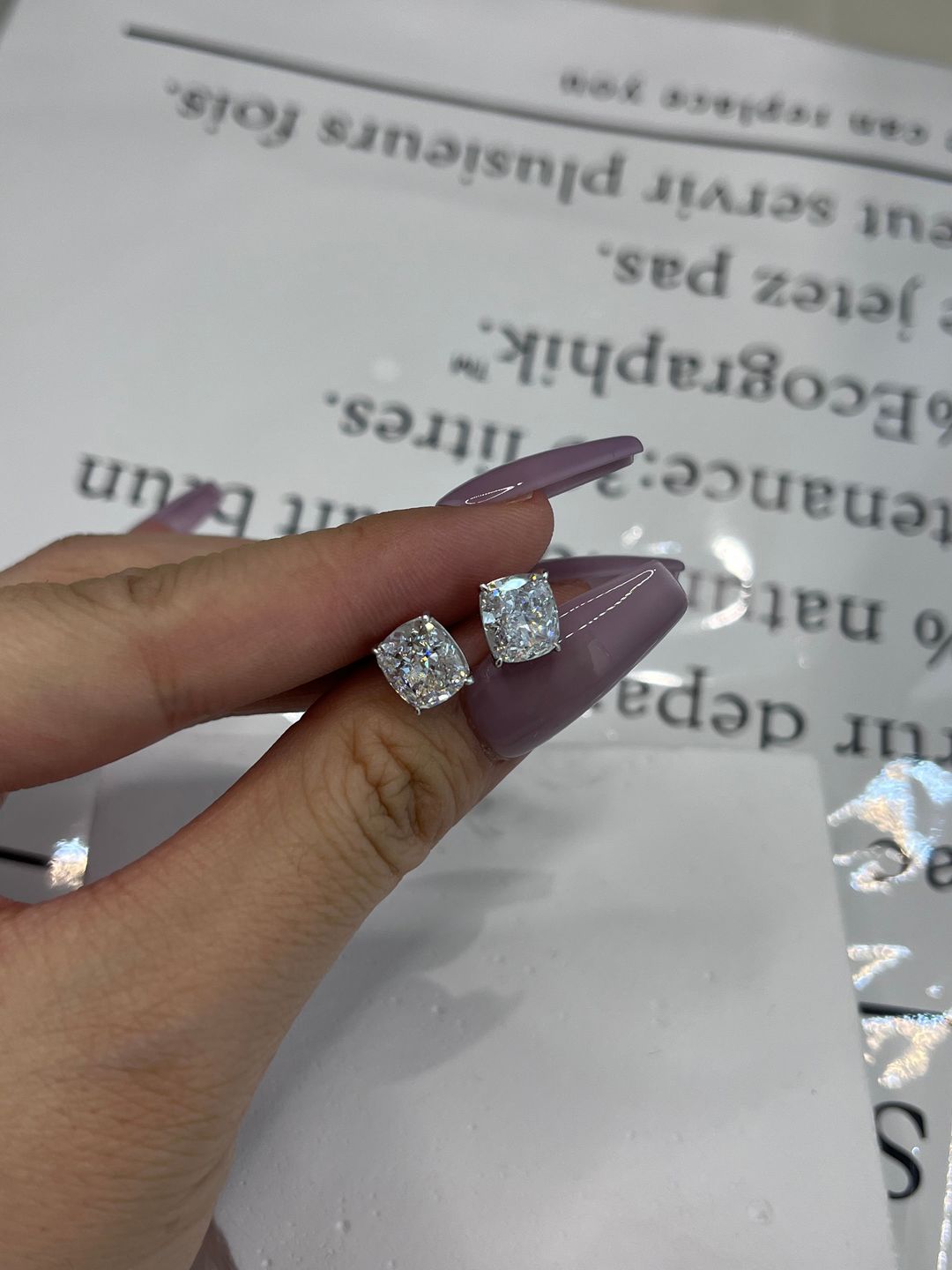 Customer photo review of S925 2.0Ct*2 Classic Cushion Cut Women's Stud Earrings In Sterling Silver For Everyday Wear