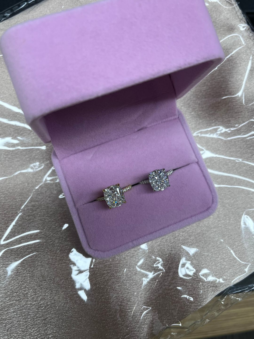 Customer photo review of Louily Exclusive Cushion Cut Women's Engagement Ring In Sterling Silver