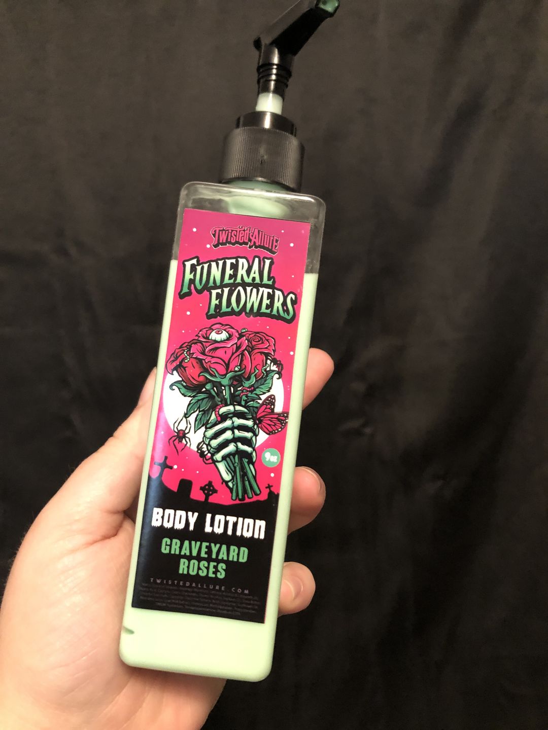 Customer photo review of Funeral Flowers body lotion (Graveyard Roses)
