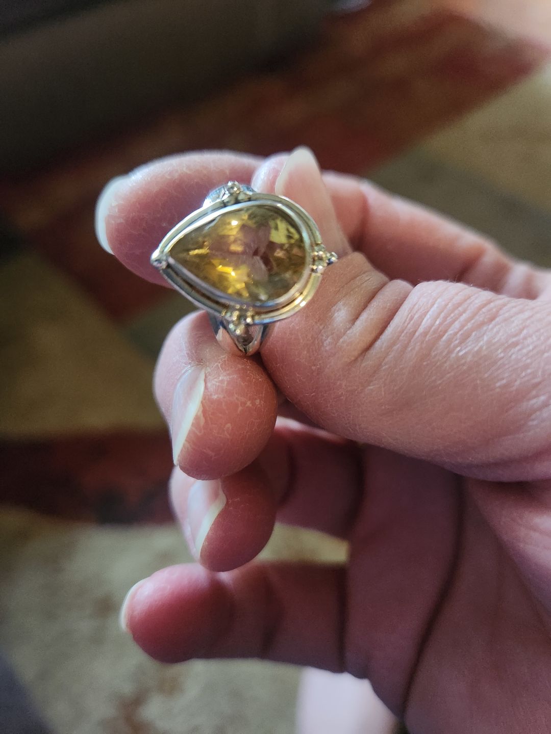 Customer photo review of Citrine Teardrop Ring Sterling Silver