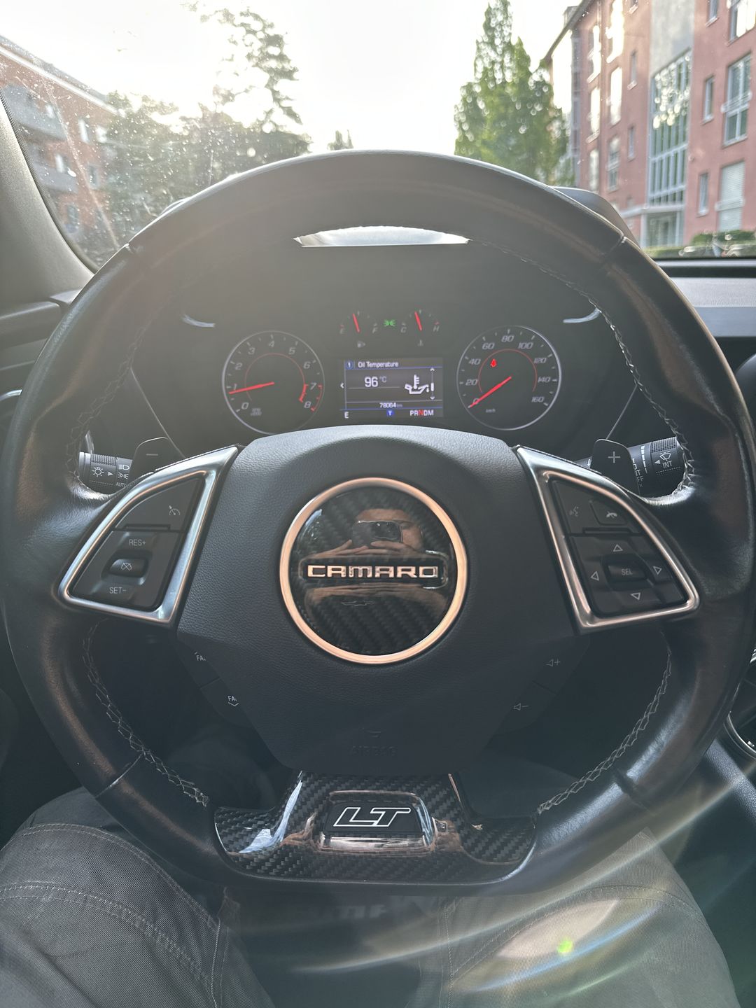 Customer photo review of Carbon Fiber Steering Wheel Center Overlay For Chevy Camaro 2016-2023