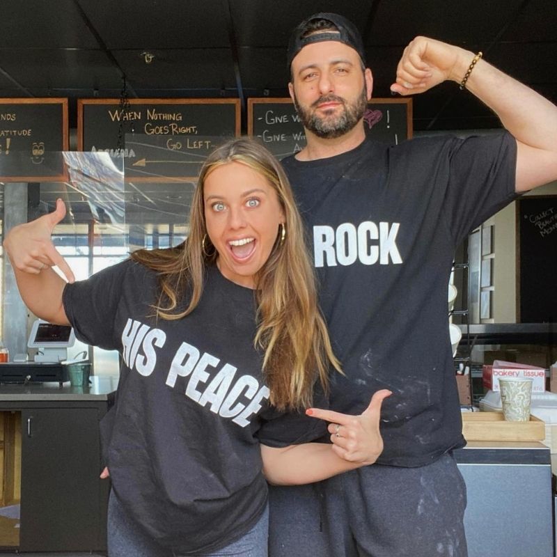 Matching tees on a weekend date