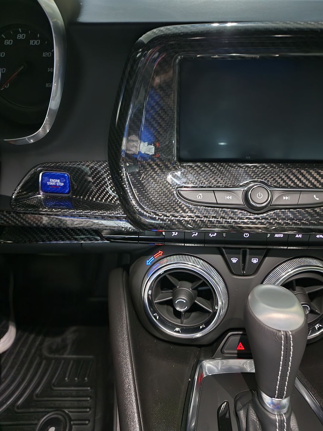 Customer photo review of CARBON FIBER PUSH START BUTTON COVER WITH LIGHT CUT OUT (BLACK/RED/BLUE) for 2016-2023- CAMARO/2014-2019 C7 CORVETTE