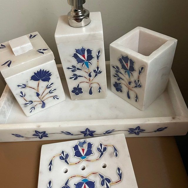 Customer photo review of Designer White Bathroom Marble Set