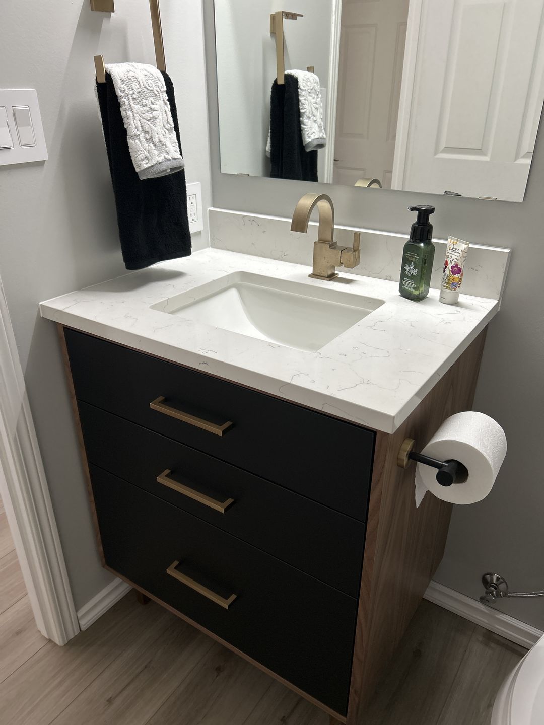 Customer photo review of Sidney 30" Matte Black Bathroom Vanity