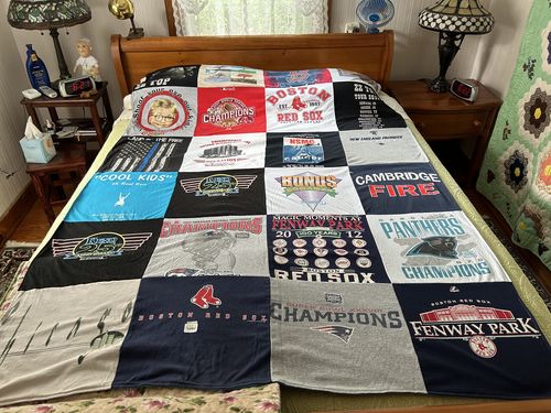T-shirt quilt featuring boston red sox, new england patriots by Stephen from MA