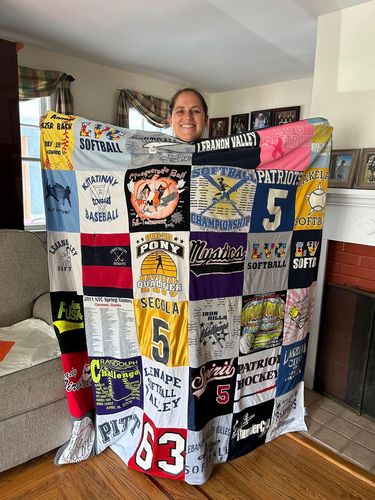 T-shirt quilt featuring brandon valley patriots, sequoia quakers by Donna from NJ