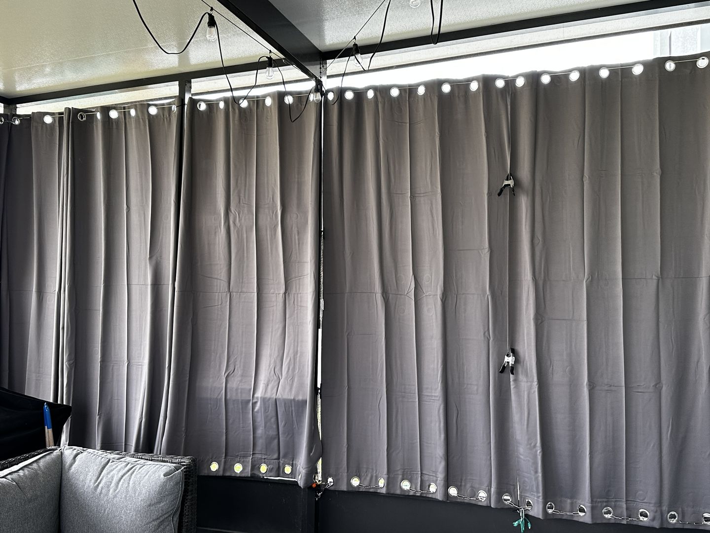 Customer photo review of Top & Bottom Grommet Windproof Outdoor Curtains for Patio 1 Panel