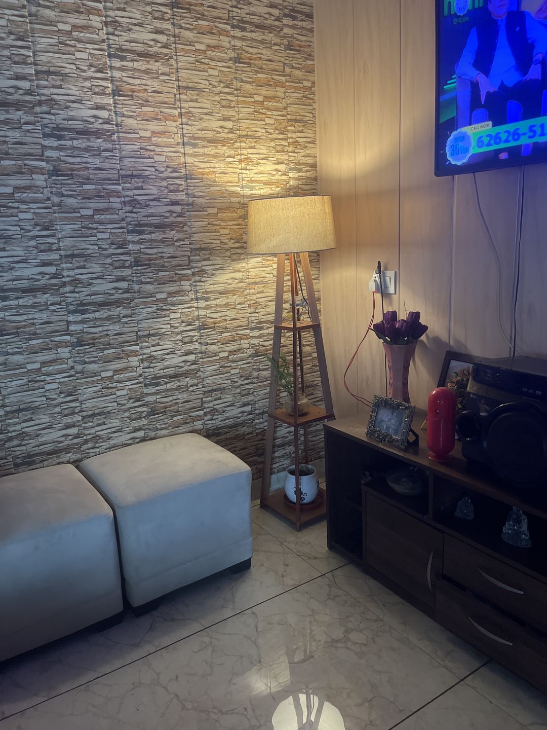 Customer photo review of Decorative  Wooden Floor Lamp for Home Decoration Living Room Corner