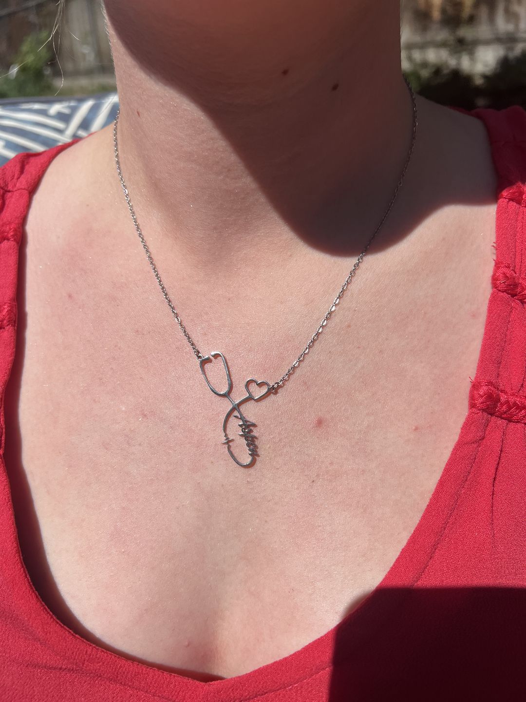 Customer photo review of Stethoscope Name Necklace EKG