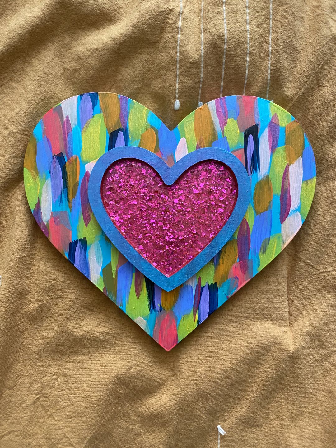 Customer photo review of Unfinished Wood Border Hollow Frame Heart Silhouette - Craft- up to 24" DIY