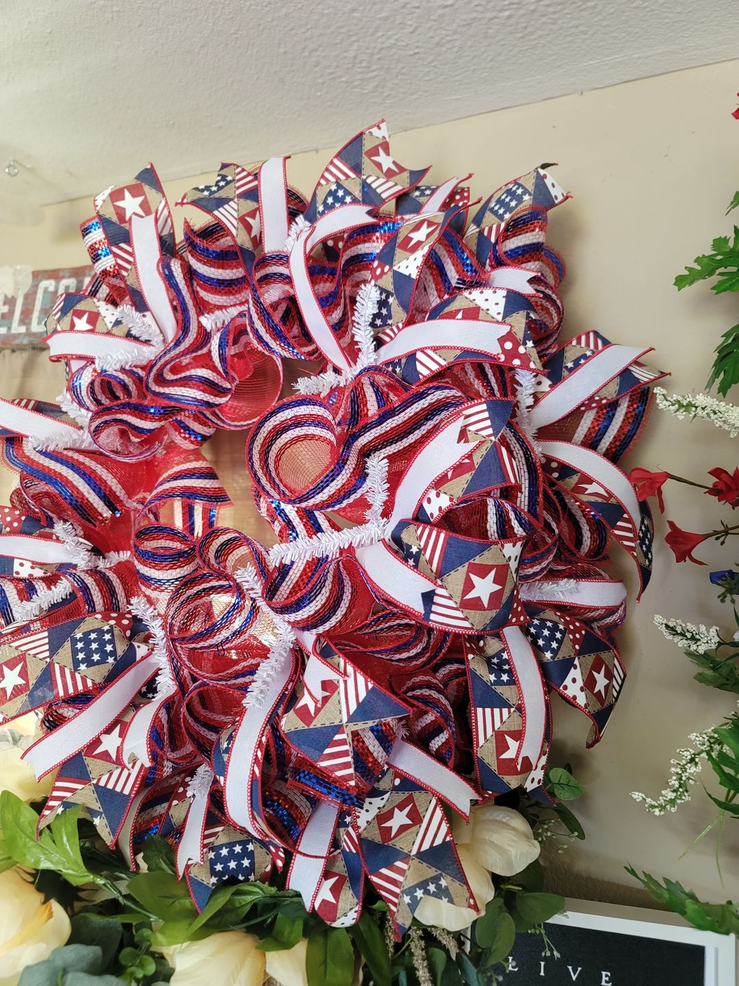 Customer photo review of 15-24" Tinsel Work Wreath Form: White XX750427