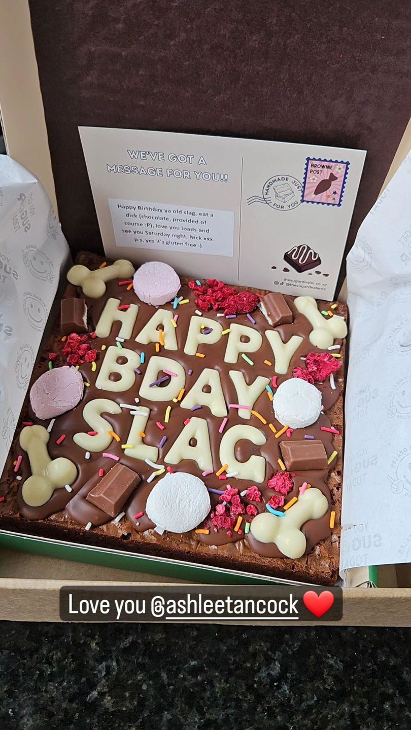 Customer photo review of Gluten free custom message brownie