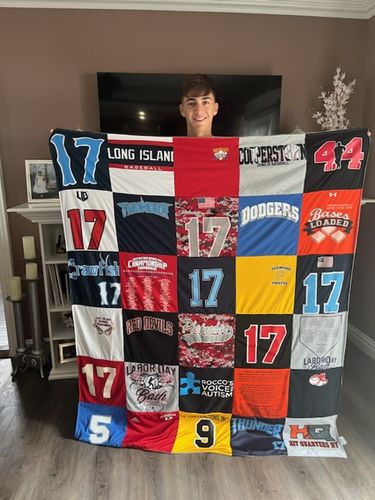 T-shirt quilt featuring dodgers, red devils by Raquel from NY