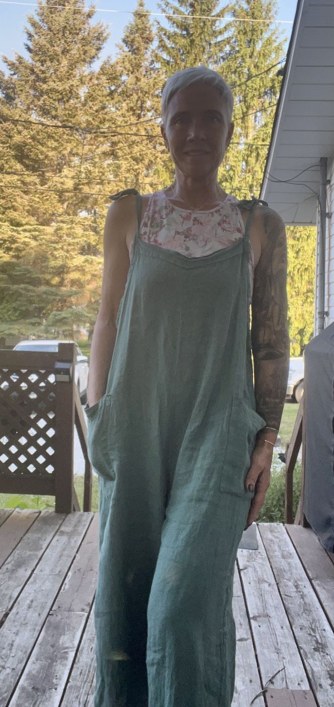 Customer photo review of Lighter Days Linen Jumpsuit (Olive)