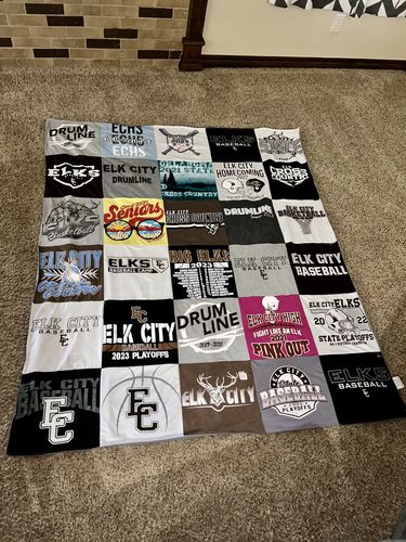 T-shirt quilt featuring elk city basketball, elk city baseball by Stacey from OK