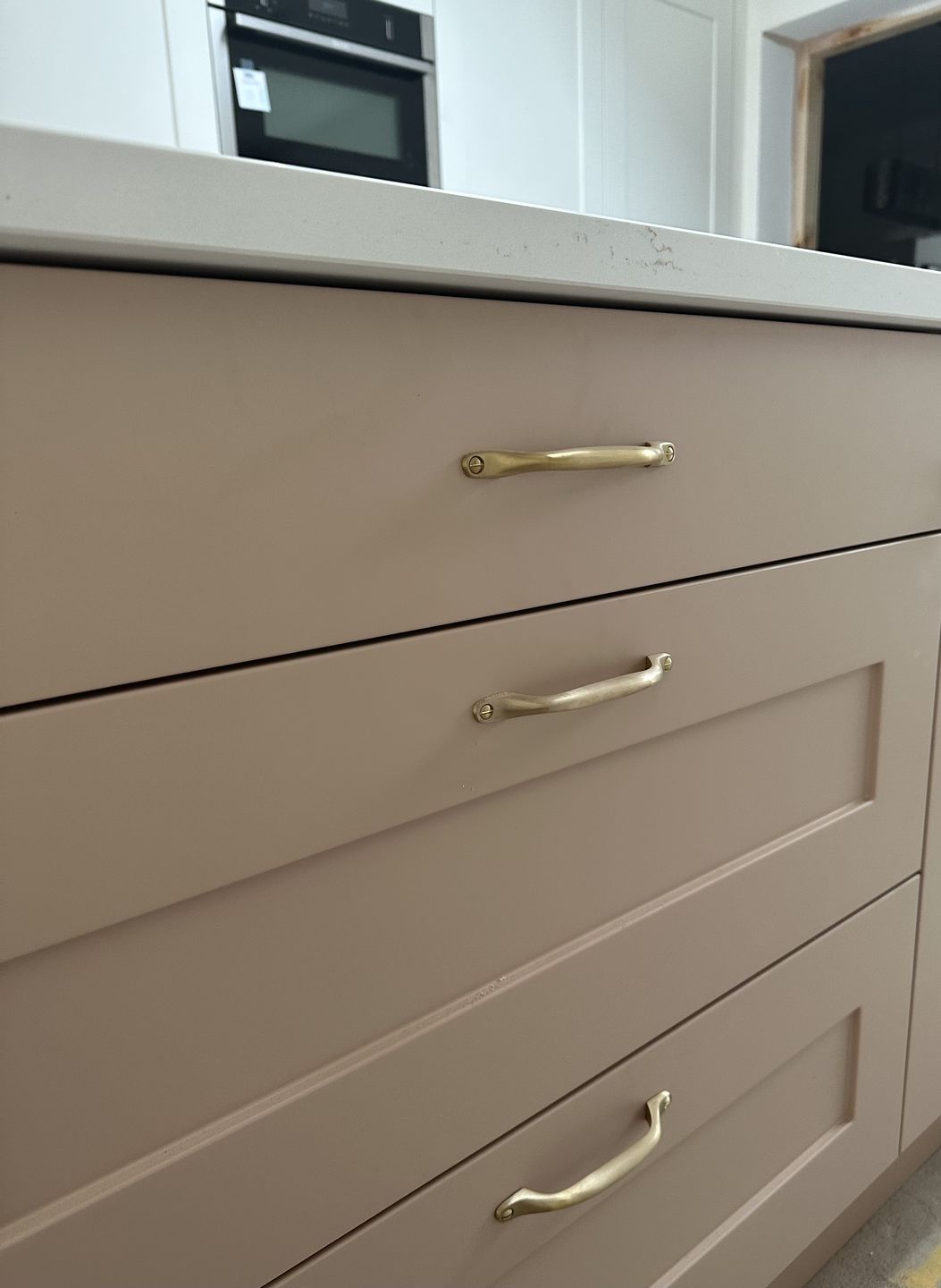Customer photo review of Classic Brushed Satin Brass Cupboard Handles