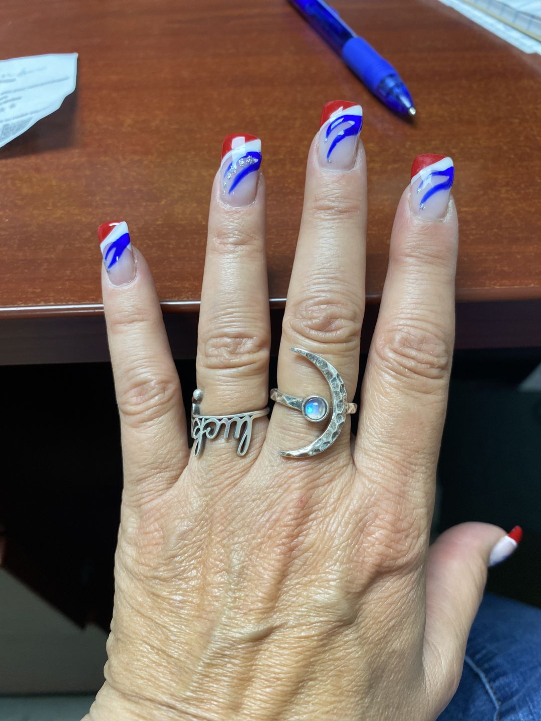 Customer photo review of Sterling Silver Crescent Moon Ring with Moonstone
