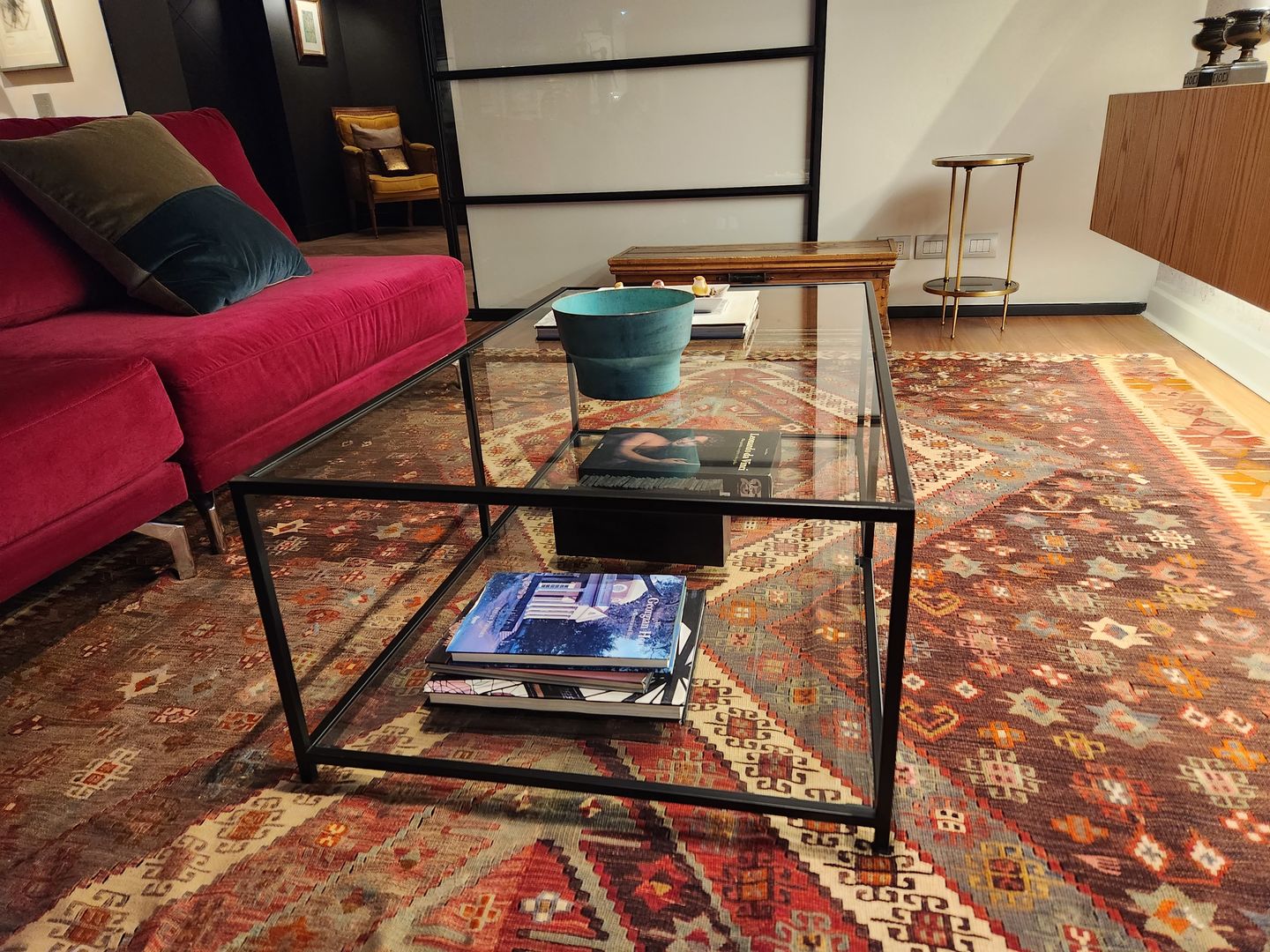 Customer photo review of Mesa de centro Rectangular 120 NEGRA dos niveles GLASS