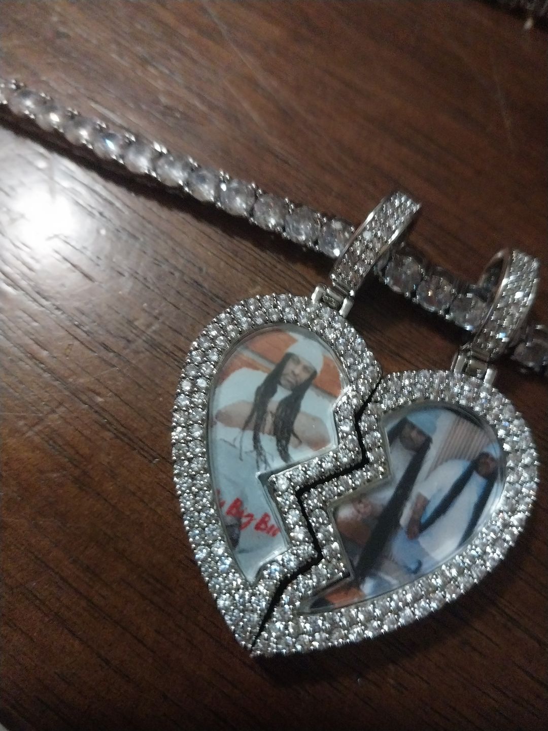 Customer photo review of Split heart Custom picture necklace
