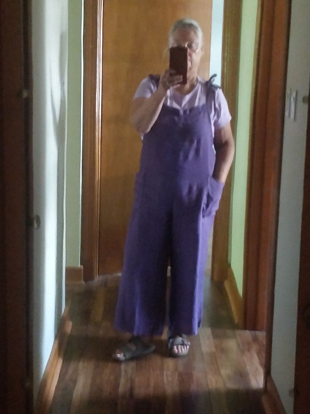 Customer photo review of Lighter Days Linen Jumpsuit (Dark Purple)