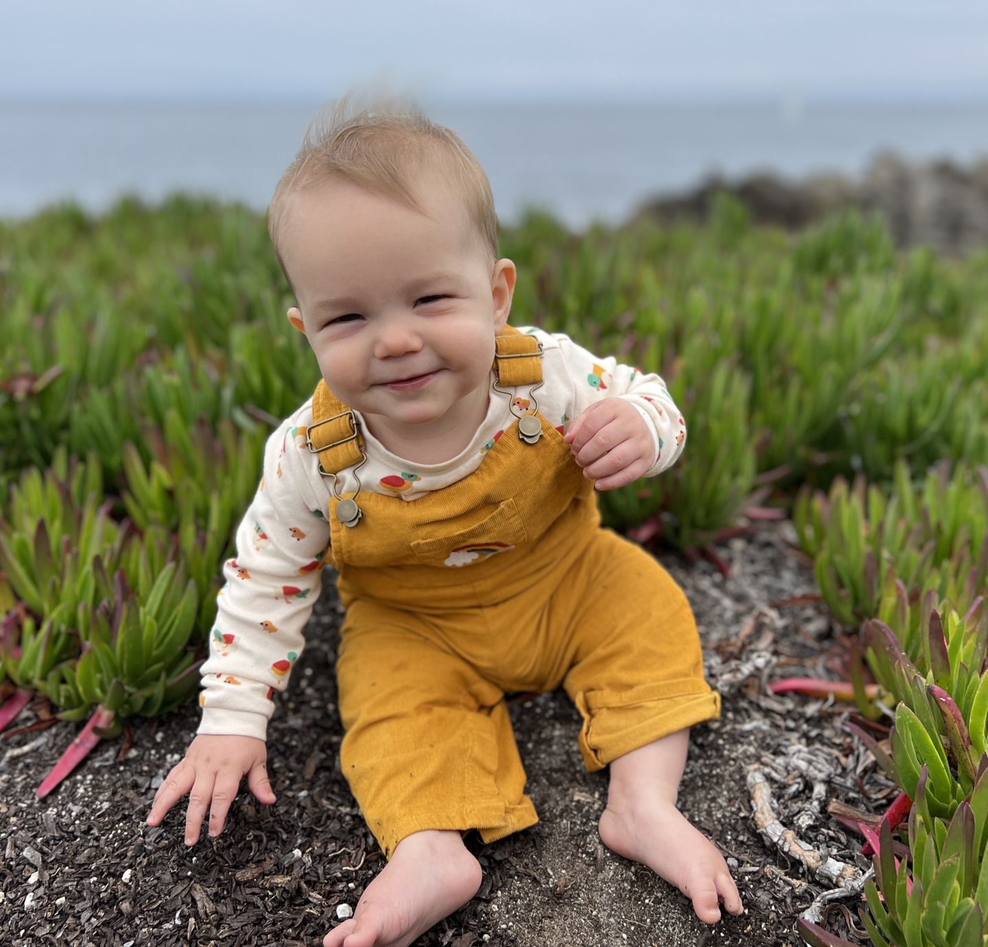 Customer photo review of Embroidered Rainbow Classic Corduroy Dungarees