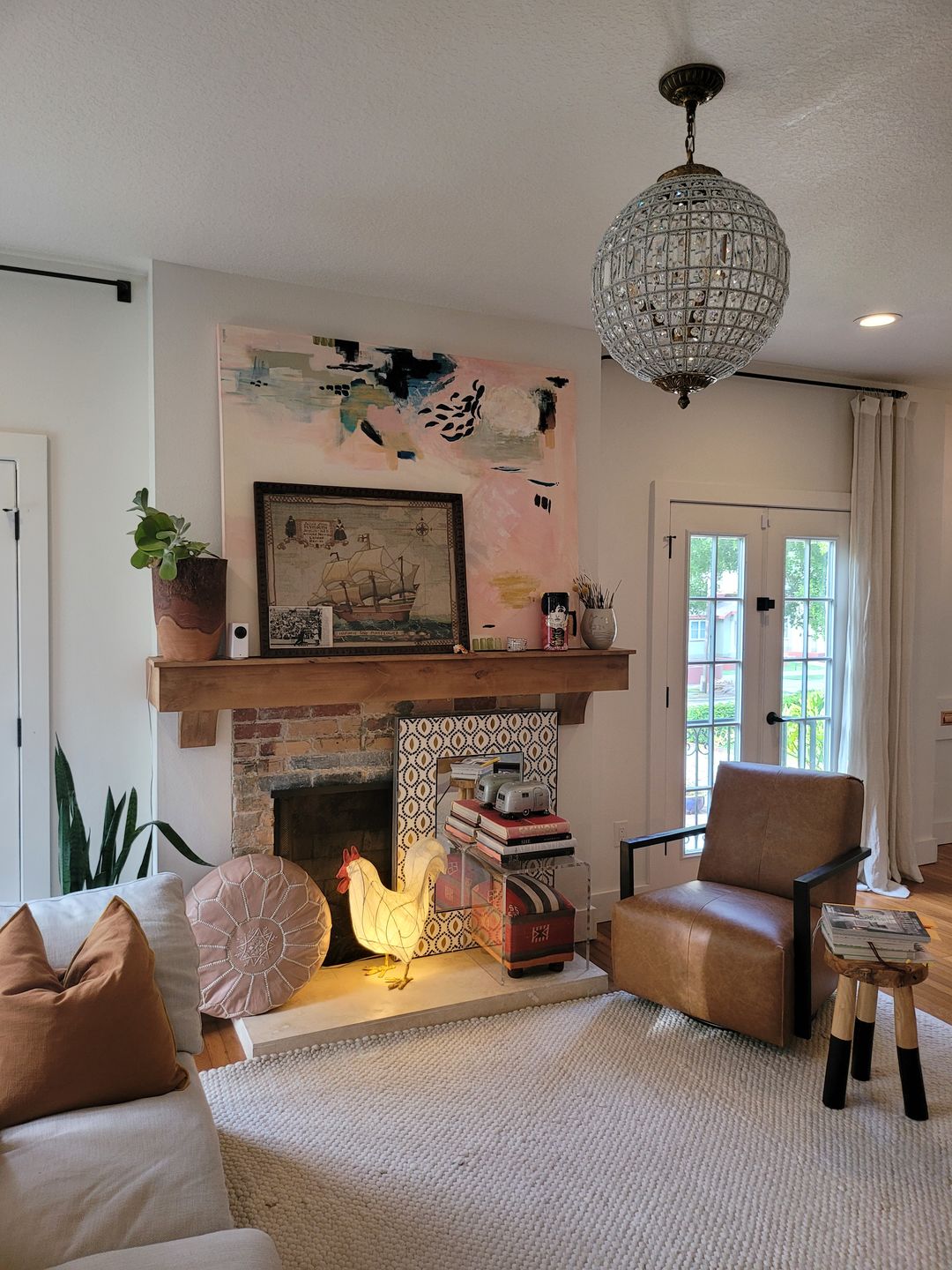 Customer photo review of French Antique Brass Crystal Globe Chandelier